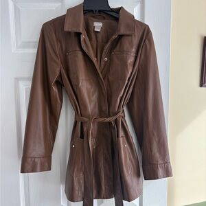 Chico's Tan Leather Jacket with Belt